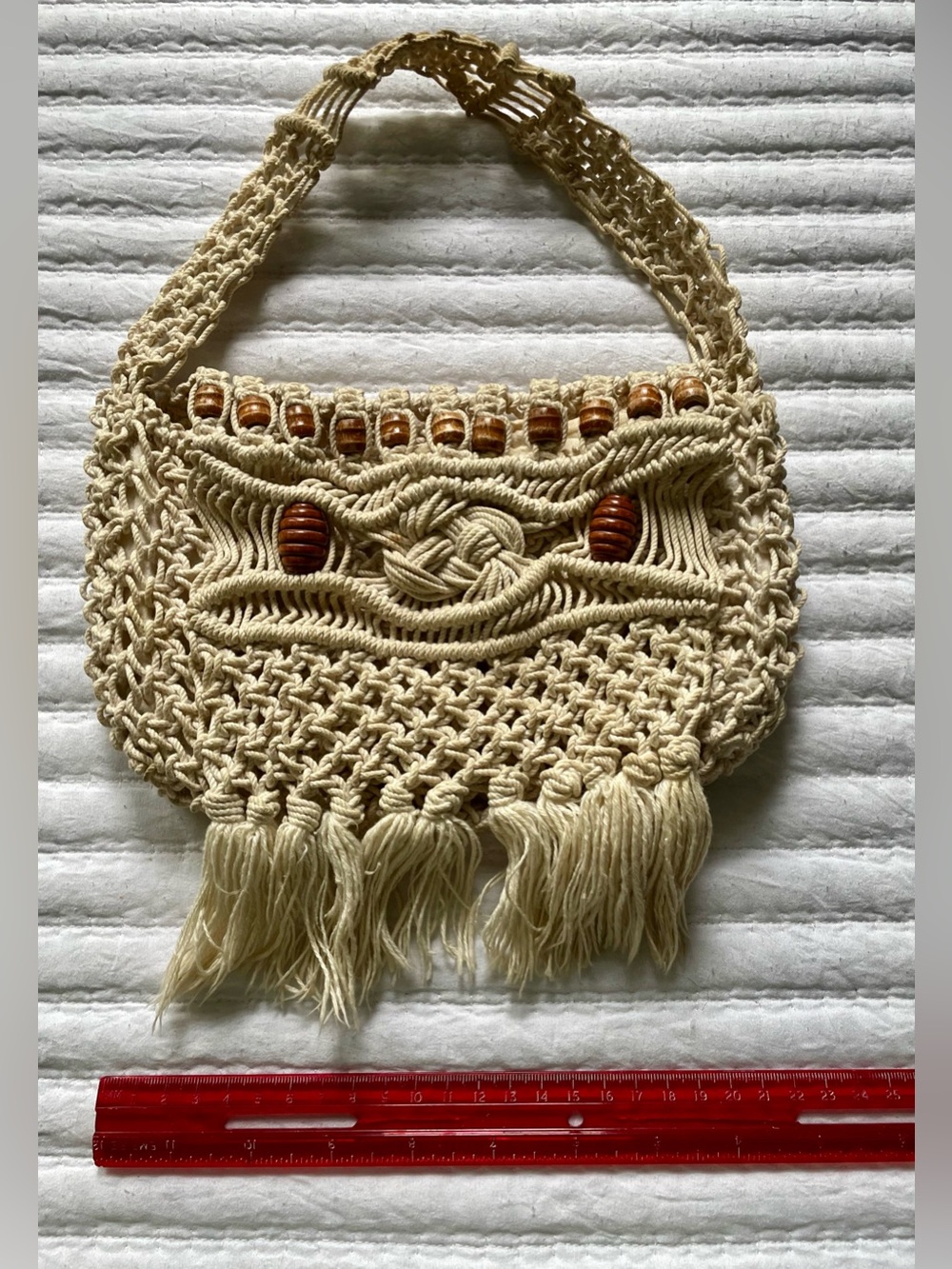 Vintage Handmade Macramé Fringe Bag - Picture 10 of 11